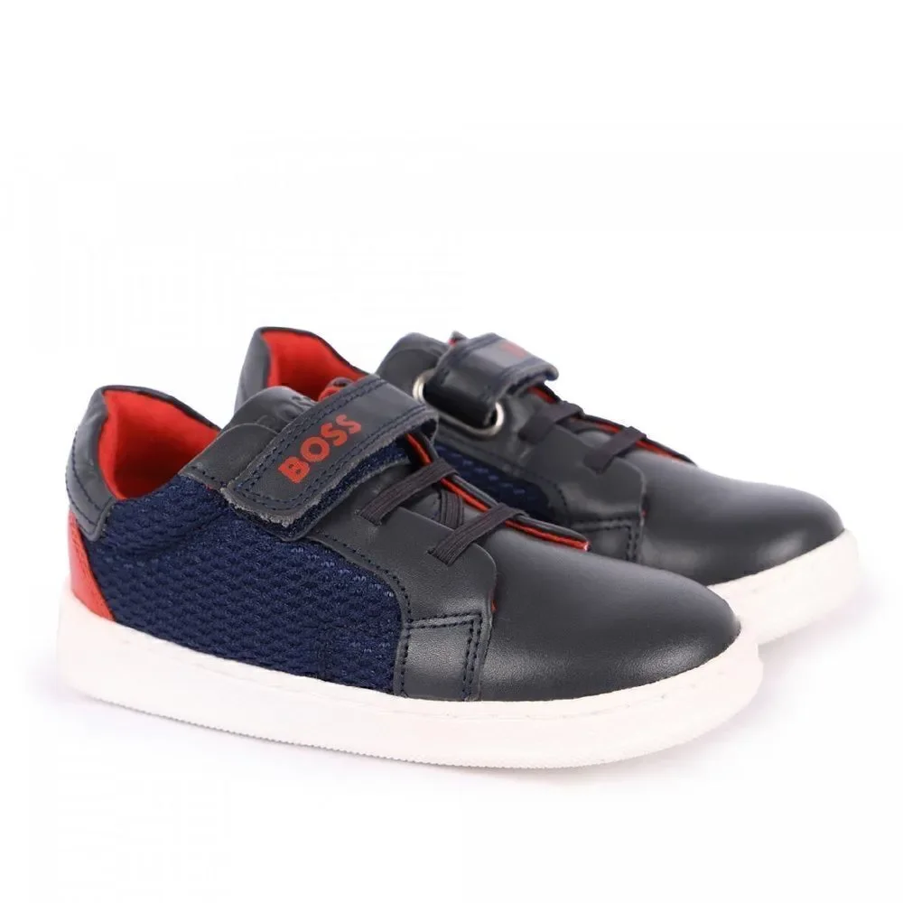 Hugo Boss velcro strap combo navy leather walkers crib shoes, size 19